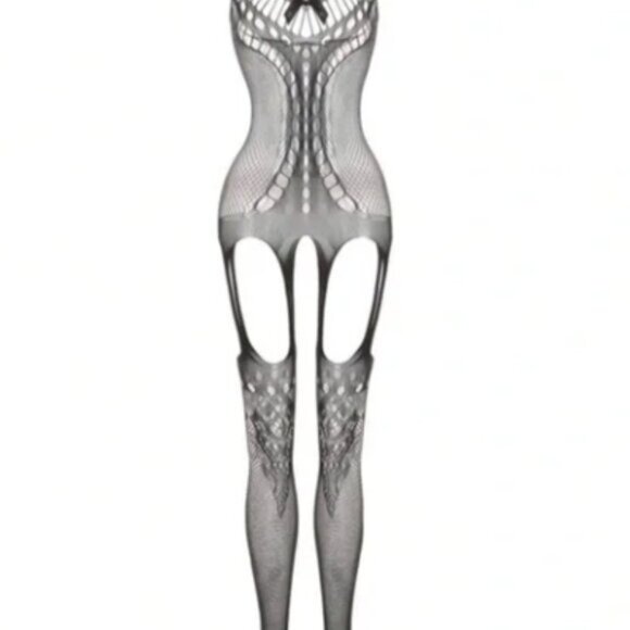 Black Bow Tank-Top Fishnet Bodysuit - Picture 5 of 5